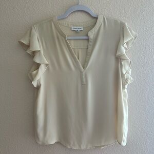 Calvin Klein Women's Cream Ruffle Blouse